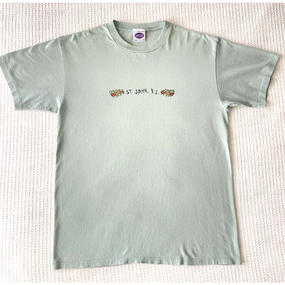 Vintage St John Virgin Islands Size Large Single Stitch T Shirt Funkytown USA
